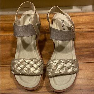 Pierre Dumas Silver Sandals with Braided Design